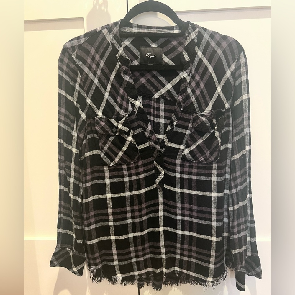 Rails Women's Black plaid half button top